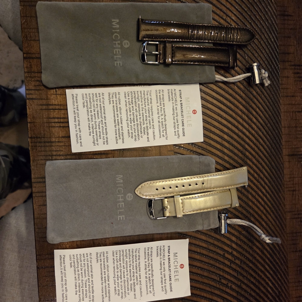 New Michele Brown and Cream Watch Straps #13 & #18